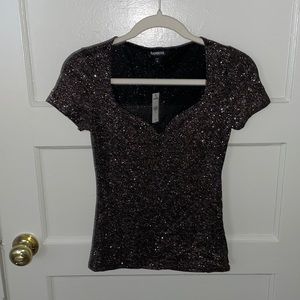 Sparkle sweetheart neckline top
